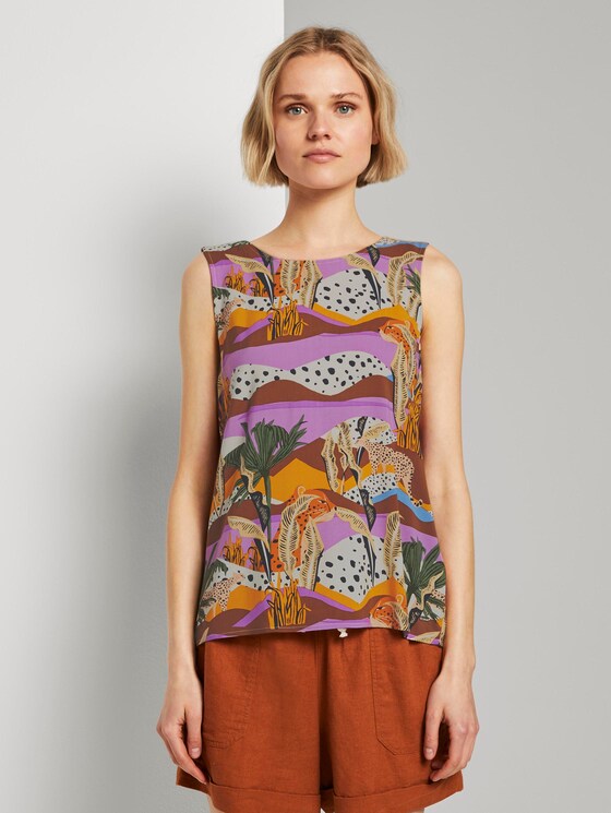 Ärmellose Bluse mit exotischem Print - Frauen - tropical print Ärmellose Bluse mit exotischem Print - Frauen - tropical print - 1 - TOM TAILOR Denim
