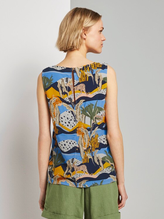 Top with a button tab on the back - Women - tropical safari print blue Top with a button tab on the back - Women - tropical safari print blue - 2 - TOM TAILOR Denim