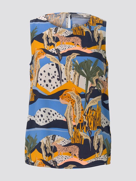 Top with a button tab on the back - Women - tropical safari print blue Top with a button tab on the back - Women - tropical safari print blue - 7 - TOM TAILOR Denim