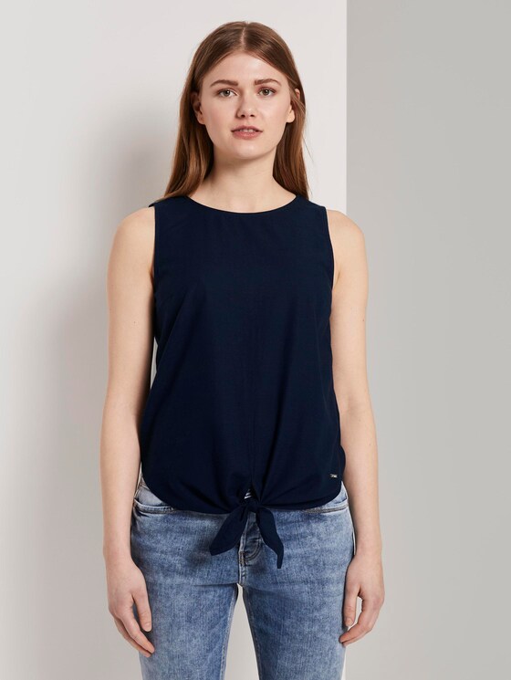 Top met knoopdetail - Vrouwen - Real Navy Blue Top met knoopdetail - Vrouwen - Real Navy Blue - 1 - TOM TAILOR Denim