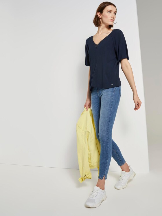 A-vorm viscose crêpe blouse - Vrouwen - Real Navy Blue A-vorm viscose crêpe blouse - Vrouwen - Real Navy Blue - 3 - TOM TAILOR Denim