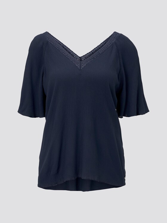 A-vorm viscose crêpe blouse - Vrouwen - Real Navy Blue A-vorm viscose crêpe blouse - Vrouwen - Real Navy Blue - 7 - TOM TAILOR Denim