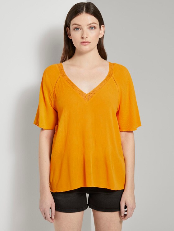 Bluse aus Viskose-Crêpe in A-Shape - Frauen - orange yellow Bluse aus Viskose-Crêpe in A-Shape - Frauen - orange yellow - 1 - TOM TAILOR Denim