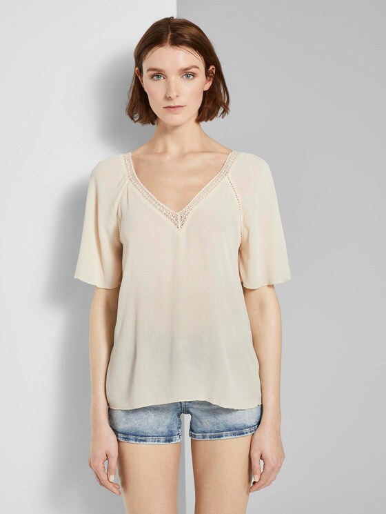Bluse aus Viskose-Crêpe in A-Shape - Frauen - soft creme beige Bluse aus Viskose-Crêpe in A-Shape - Frauen - soft creme beige - 1 - TOM TAILOR Denim