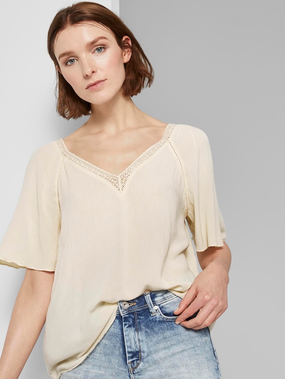 Bluse aus Viskose-Crêpe in A-Shape - Frauen - soft creme beige Bluse aus Viskose-Crêpe in A-Shape - Frauen - soft creme beige - 5 - TOM TAILOR Denim