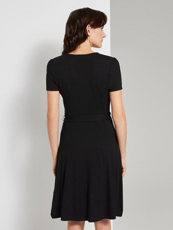 Jersey Midi Jurk in Wrap Look - Vrouwen - Deep Black Jersey Midi Jurk in Wrap Look - Vrouwen - Deep Black - 2 - TOM TAILOR