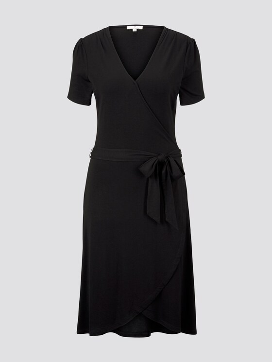 Jersey Midi Jurk in Wrap Look - Vrouwen - Deep Black Jersey Midi Jurk in Wrap Look - Vrouwen - Deep Black - 7 - TOM TAILOR