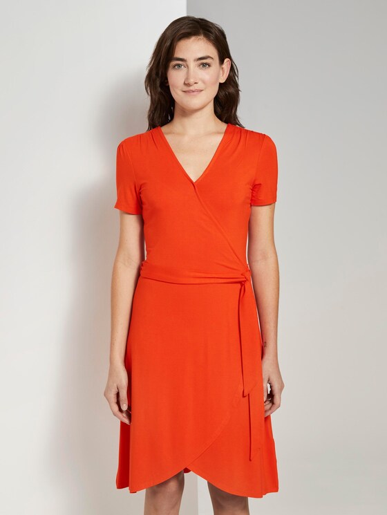 Jersey Midikleid in Wickeloptik - Frauen - strong flame orange Jersey Midikleid in Wickeloptik - Frauen - strong flame orange - 1 - TOM TAILOR