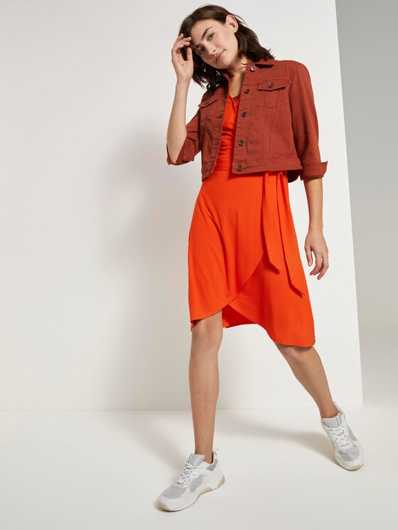 Jersey Midikleid in Wickeloptik - Frauen - strong flame orange Jersey Midikleid in Wickeloptik - Frauen - strong flame orange - 3 - TOM TAILOR