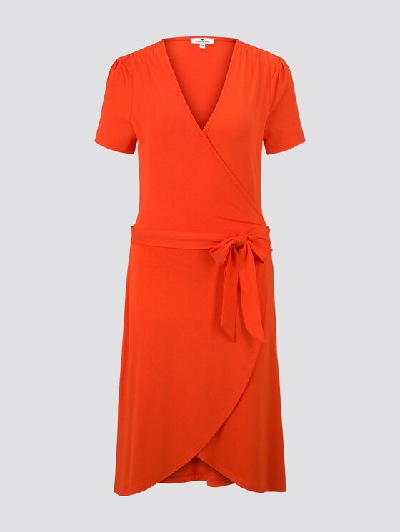 Jersey Midikleid in Wickeloptik - Frauen - strong flame orange Jersey Midikleid in Wickeloptik - Frauen - strong flame orange - 7 - TOM TAILOR