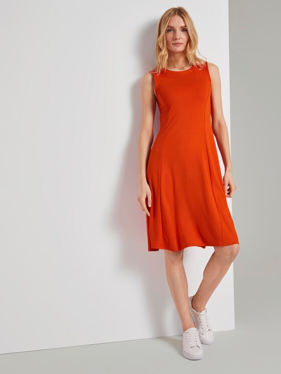 Jersey dress with Vienna seams - Women - strong flame orange Jersey dress with Vienna seams - Women - strong flame orange - 5 - TOM TAILOR