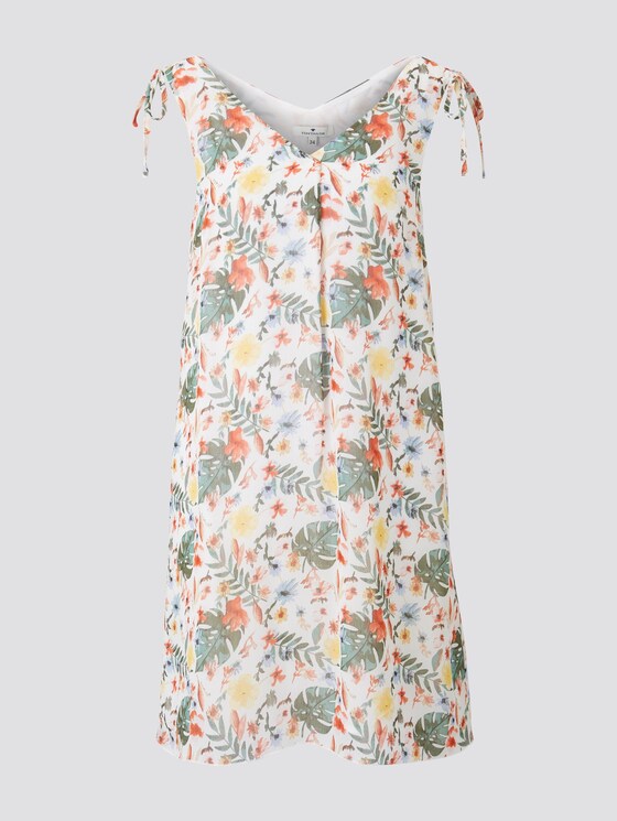 Ärmelloses Chiffon-Kleid mit Schulter-Detail - Frauen - white watercolor flower design Ärmelloses Chiffon-Kleid mit Schulter-Detail - Frauen - white watercolor flower design - 7 - TOM TAILOR