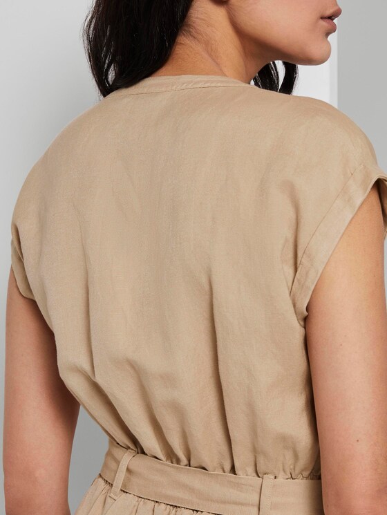Linnen Blend Shirt Jurk - Vrouwen - cream toffee Linnen Blend Shirt Jurk - Vrouwen - cream toffee - 10 - TOM TAILOR