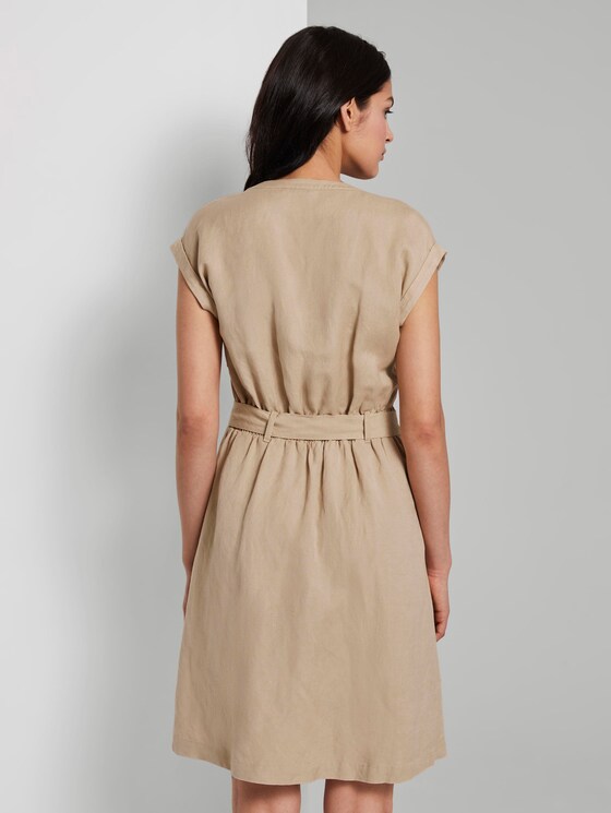 Linnen Blend Shirt Jurk - Vrouwen - cream toffee Linnen Blend Shirt Jurk - Vrouwen - cream toffee - 2 - TOM TAILOR
