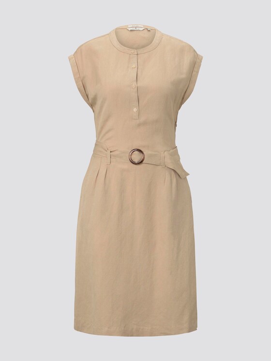 Linnen Blend Shirt Jurk - Vrouwen - cream toffee Linnen Blend Shirt Jurk - Vrouwen - cream toffee - 7 - TOM TAILOR