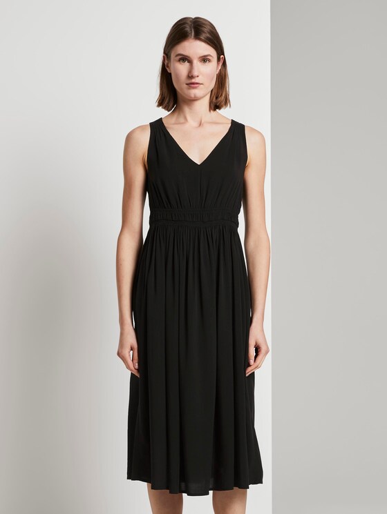 Midikleid mit Smocking-Detail - Frauen - Deep Black Midikleid mit Smocking-Detail - Frauen - Deep Black - 1 - TOM TAILOR
