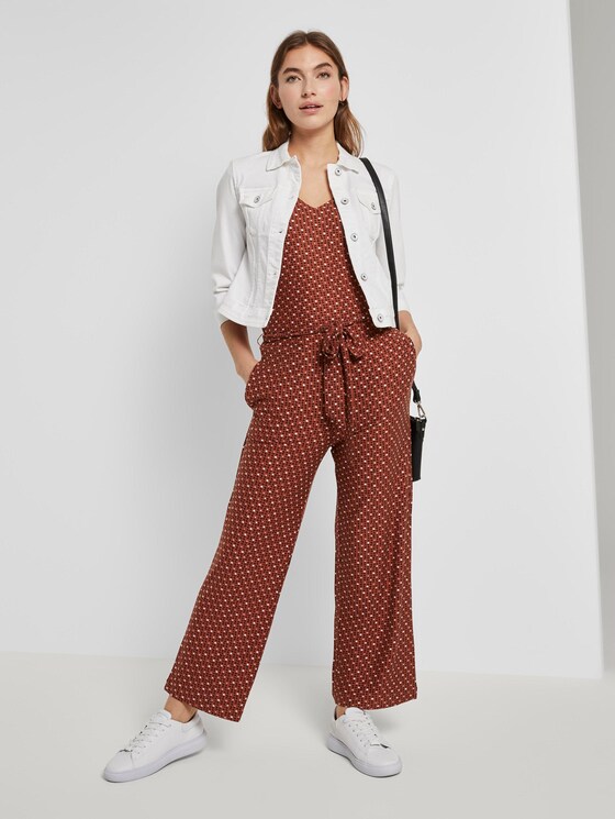 Culotte-Jumpsuit mit Schleifendetail - Frauen - brown geometric design Culotte-Jumpsuit mit Schleifendetail - Frauen - brown geometric design - 3 - TOM TAILOR
