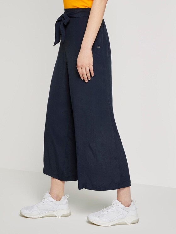 Stromende culotte met stropdas riem - Vrouwen - Real Navy Blue Stromende culotte met stropdas riem - Vrouwen - Real Navy Blue - 11 - TOM TAILOR Denim
