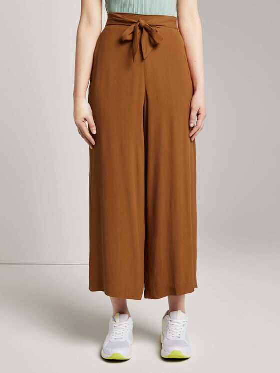 Flowing culotte with a tie belt - Women - mango brown Flowing culotte with a tie belt - Women - mango brown - 1 - TOM TAILOR Denim