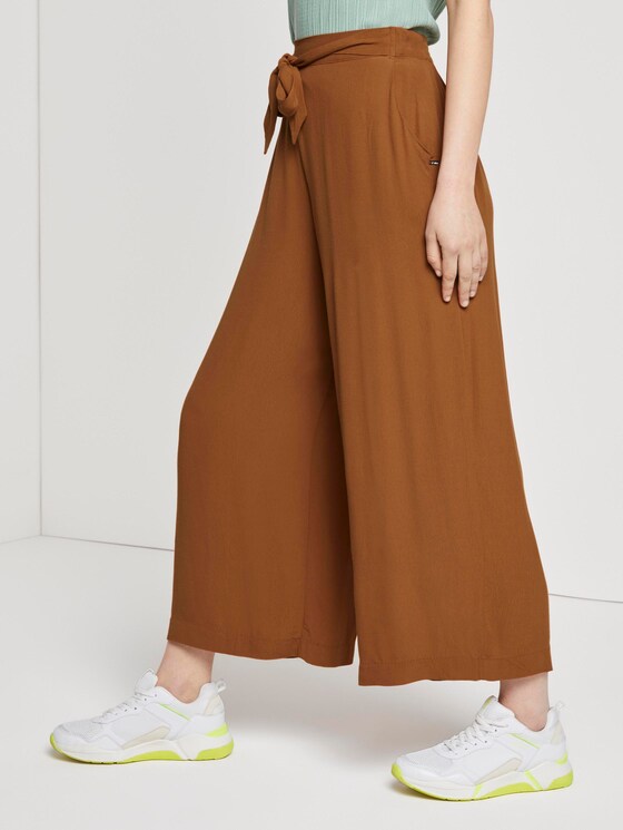 Flowing culotte with a tie belt - Women - mango brown Flowing culotte with a tie belt - Women - mango brown - 11 - TOM TAILOR Denim