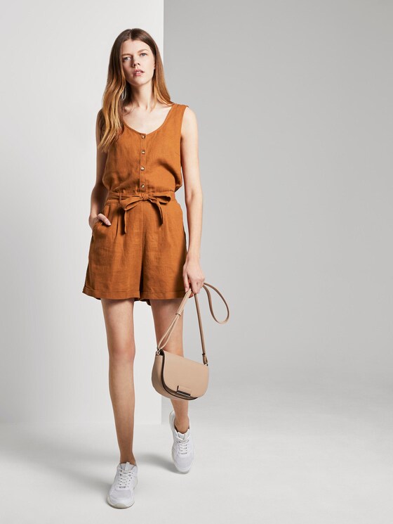 Sleeveless jumpsuit with a belt - Women - mango brown Sleeveless jumpsuit with a belt - Women - mango brown - 3 - TOM TAILOR Denim