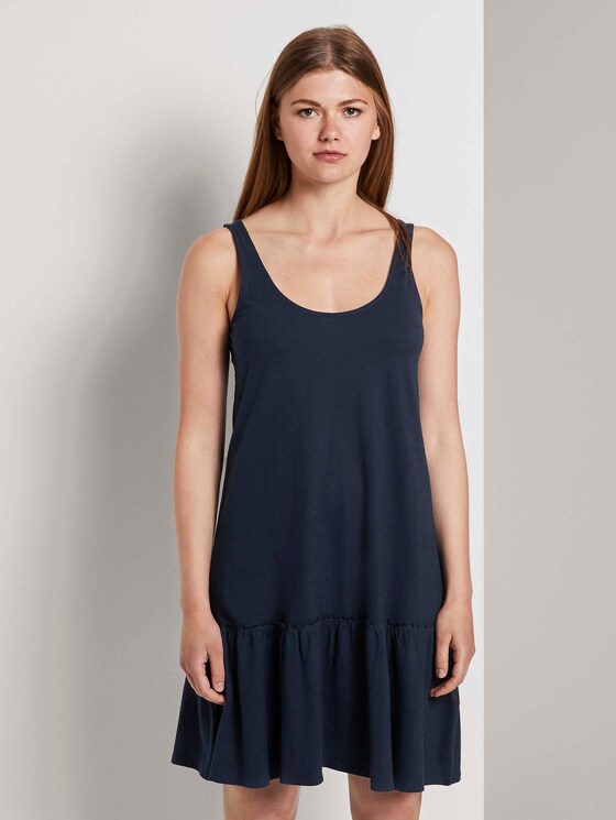 Kleid mit Rücken-Detail und Rüschung - Frauen - Real Navy Blue Kleid mit Rücken-Detail und Rüschung - Frauen - Real Navy Blue - 1 - TOM TAILOR Denim