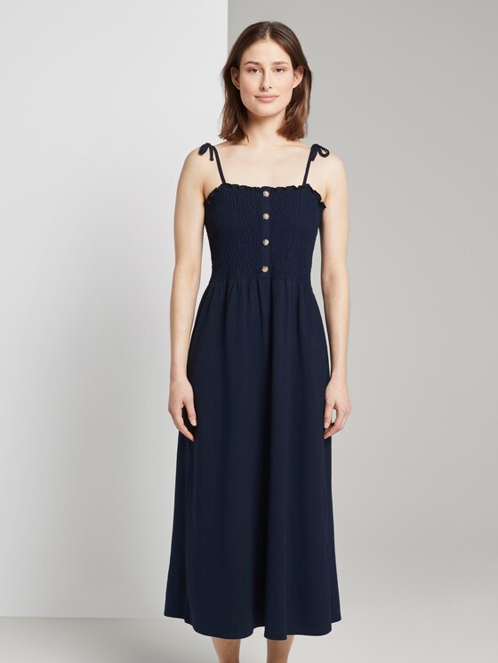 Midi dress with ruffles - Women - Real Navy Blue Midi dress with ruffles - Women - Real Navy Blue - 1 - TOM TAILOR Denim