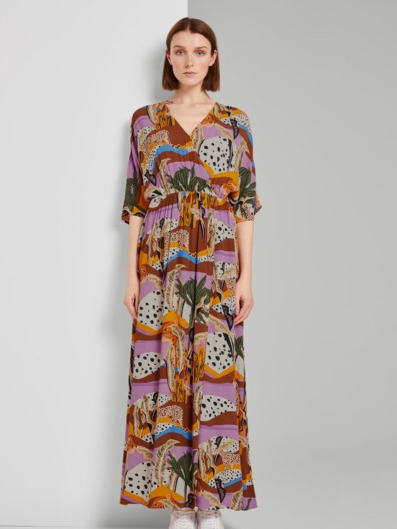 Patterned maxi dress made of crepe - Women - tropical safari print Patterned maxi dress made of crepe - Women - tropical safari print - 1 - TOM TAILOR Denim