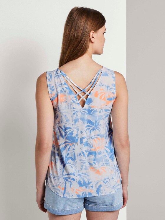 Ärmellose Bluse mit Palmen-Print - Frauen - blue coral palmtree print Ärmellose Bluse mit Palmen-Print - Frauen - blue coral palmtree print - 2 - TOM TAILOR Denim