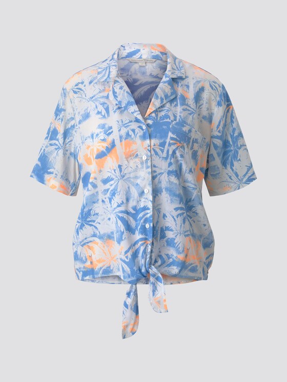 Hawaii-Hemd mit Palmen-Print zum Knoten - Frauen - blue coral palmtree print Hawaii-Hemd mit Palmen-Print zum Knoten - Frauen - blue coral palmtree print - 7 - TOM TAILOR Denim