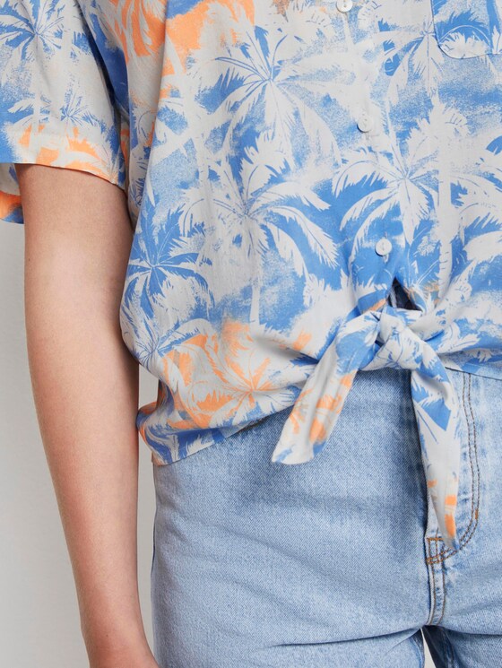 Hawaii-Hemd mit Palmen-Print zum Knoten - Frauen - blue coral palmtree print Hawaii-Hemd mit Palmen-Print zum Knoten - Frauen - blue coral palmtree print - 9 - TOM TAILOR Denim