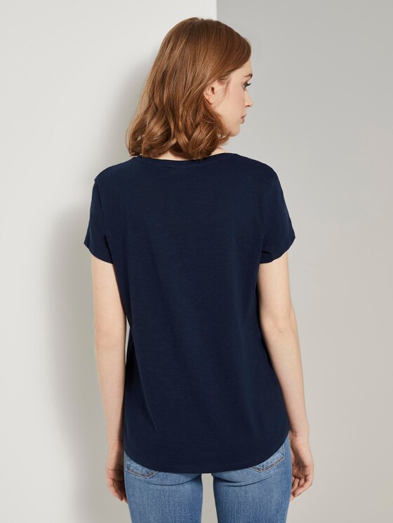T-Shirt mit V-Ausschnitt - Frauen - Real Navy Blue T-Shirt mit V-Ausschnitt - Frauen - Real Navy Blue - 2 - TOM TAILOR Denim