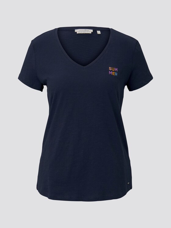 T-Shirt mit V-Ausschnitt - Frauen - Real Navy Blue T-Shirt mit V-Ausschnitt - Frauen - Real Navy Blue - 7 - TOM TAILOR Denim
