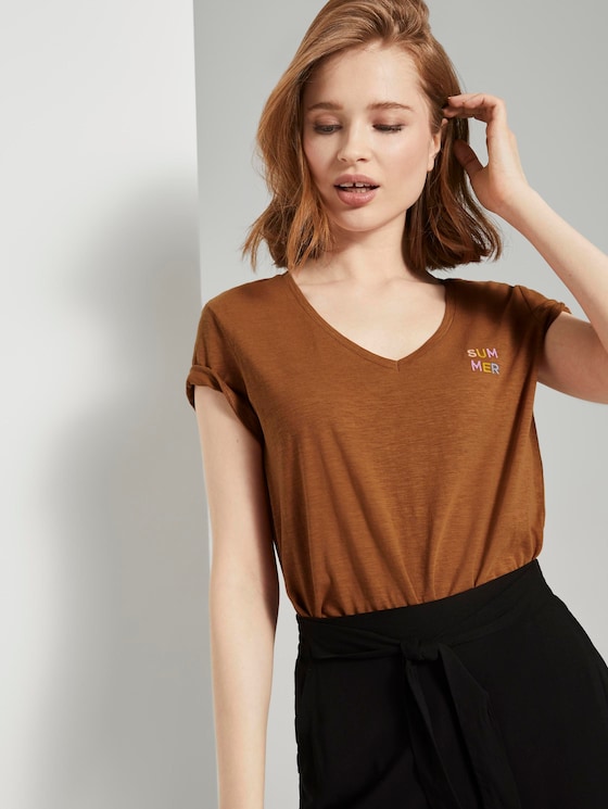 T-shirt met V-hals - Vrouwen - mango brown T-shirt met V-hals - Vrouwen - mango brown - 5 - TOM TAILOR Denim