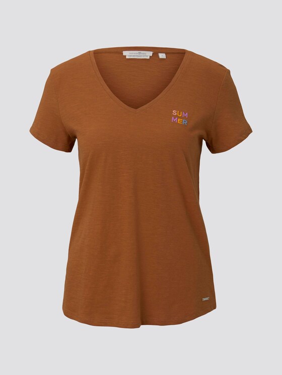 T-shirt met V-hals - Vrouwen - mango brown T-shirt met V-hals - Vrouwen - mango brown - 7 - TOM TAILOR Denim