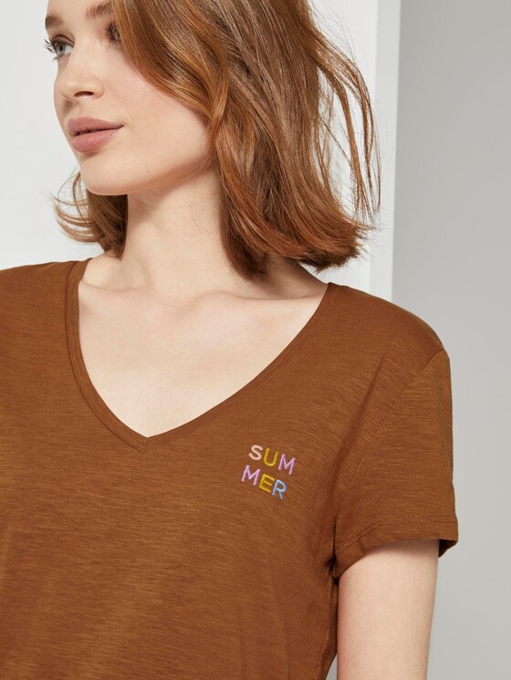 T-shirt met V-hals - Vrouwen - mango brown T-shirt met V-hals - Vrouwen - mango brown - 9 - TOM TAILOR Denim