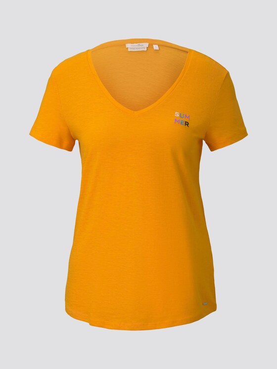 T-Shirt mit V-Ausschnitt - Frauen - orange yellow T-Shirt mit V-Ausschnitt - Frauen - orange yellow - 7 - TOM TAILOR Denim