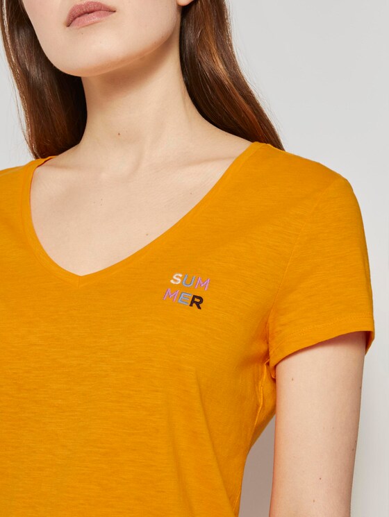 T-Shirt mit V-Ausschnitt - Frauen - orange yellow T-Shirt mit V-Ausschnitt - Frauen - orange yellow - 9 - TOM TAILOR Denim