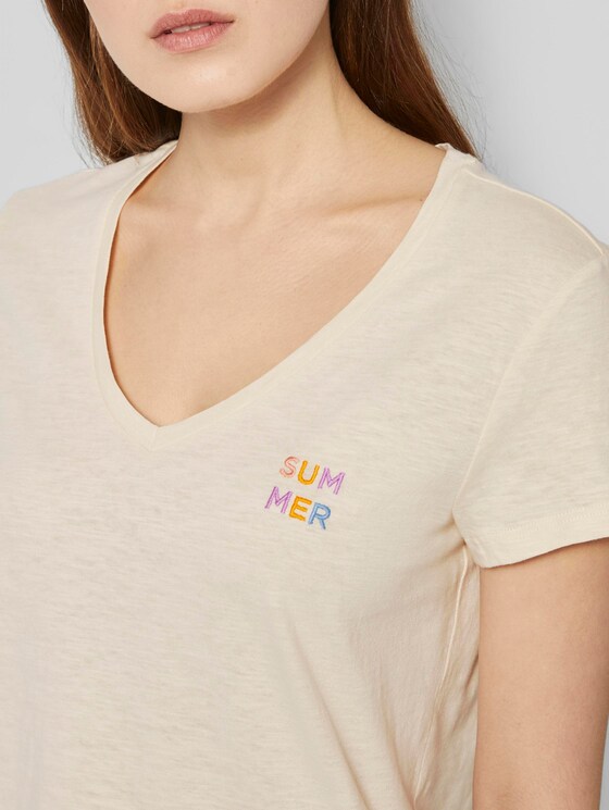 T-shirt met V-hals - Vrouwen - soft creme beige T-shirt met V-hals - Vrouwen - soft creme beige - 9 - TOM TAILOR Denim