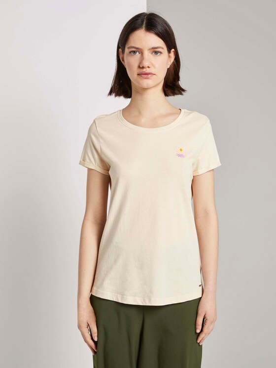 T-shirt with a subtle print - Women - soft creme beige T-shirt with a subtle print - Women - soft creme beige - 1 - TOM TAILOR Denim