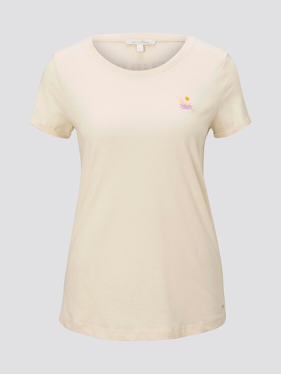 T-shirt with a subtle print - Women - soft creme beige T-shirt with a subtle print - Women - soft creme beige - 7 - TOM TAILOR Denim
