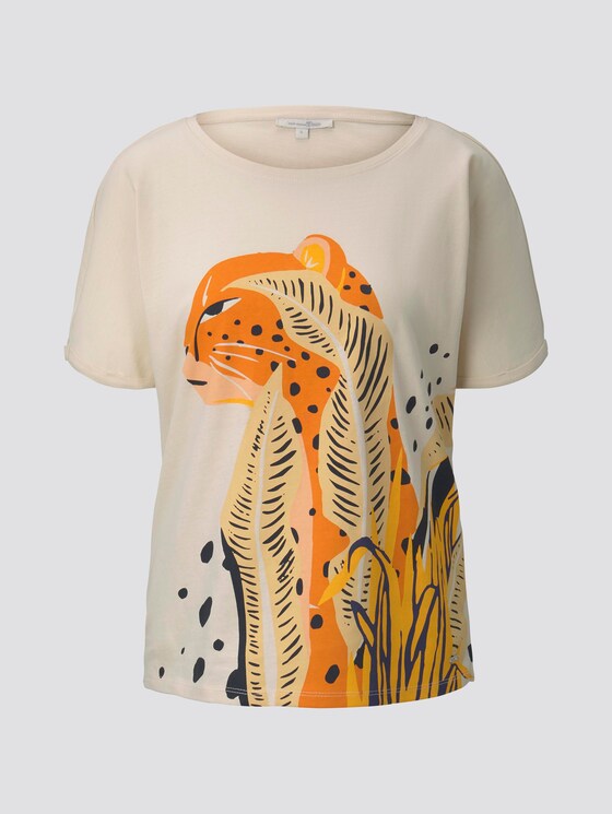 T-Shirt mit Tier-Print - Frauen - soft creme beige T-Shirt mit Tier-Print - Frauen - soft creme beige - 7 - TOM TAILOR Denim