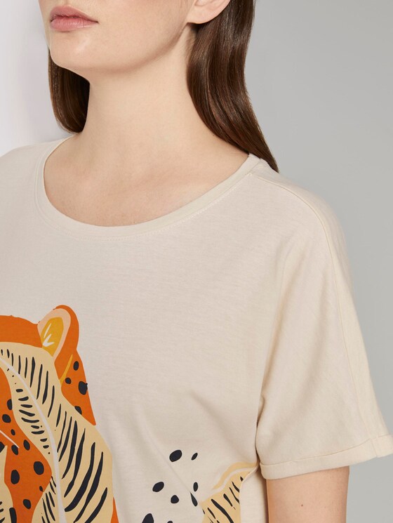 T-Shirt mit Tier-Print - Frauen - soft creme beige T-Shirt mit Tier-Print - Frauen - soft creme beige - 9 - TOM TAILOR Denim