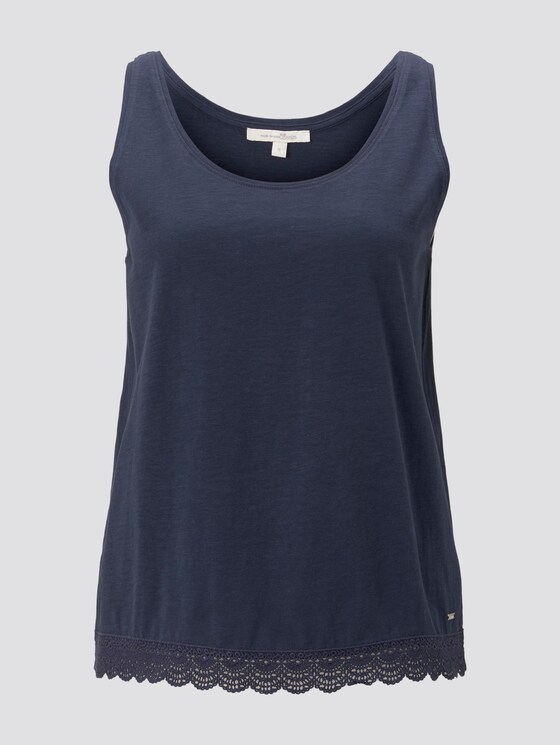 Relaxed Top mit Spitzenborte - Frauen - Real Navy Blue Relaxed Top mit Spitzenborte - Frauen - Real Navy Blue - 7 - TOM TAILOR Denim