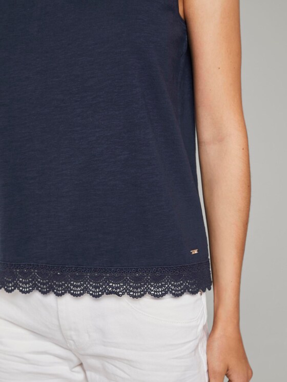 Relaxed Top mit Spitzenborte - Frauen - Real Navy Blue Relaxed Top mit Spitzenborte - Frauen - Real Navy Blue - 9 - TOM TAILOR Denim