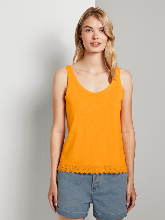 Relaxed Top met Kanten Trim - Vrouwen - orange yellow Relaxed Top met Kanten Trim - Vrouwen - orange yellow - 1 - TOM TAILOR Denim