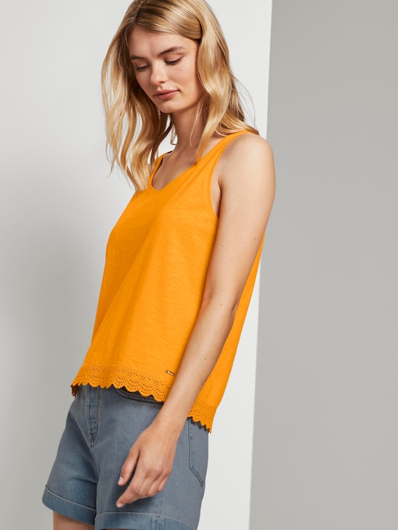 Relaxed Top met Kanten Trim - Vrouwen - orange yellow Relaxed Top met Kanten Trim - Vrouwen - orange yellow - 5 - TOM TAILOR Denim