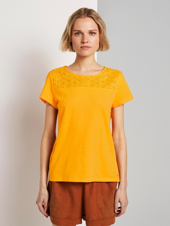 T-shirt with a pattern - Women - orange yellow T-shirt with a pattern - Women - orange yellow - 1 - TOM TAILOR Denim