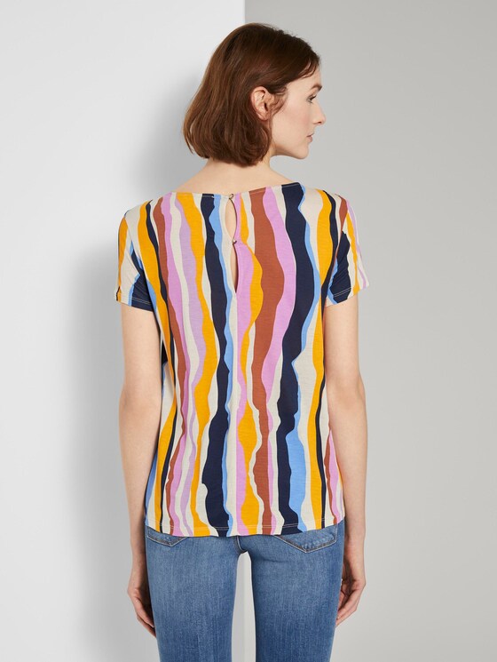 T-shirt with cut-out details - Women - wavy multicolor stripes T-shirt with cut-out details - Women - wavy multicolor stripes - 2 - TOM TAILOR Denim