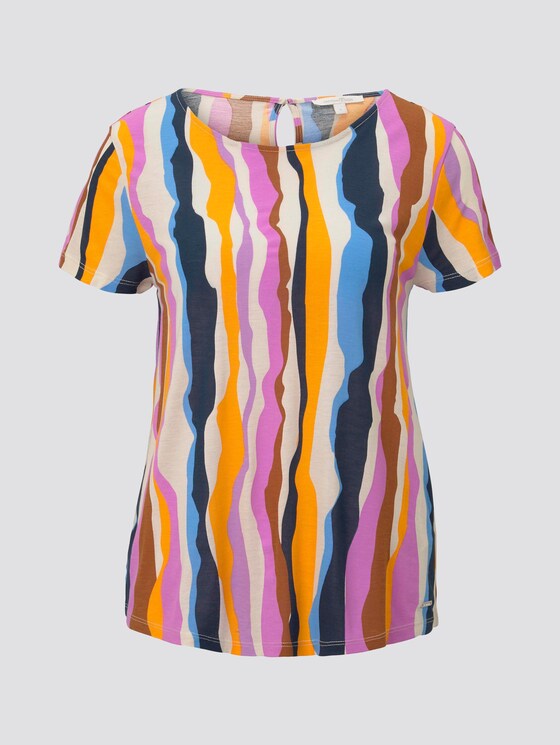 T-shirt with cut-out details - Women - wavy multicolor stripes T-shirt with cut-out details - Women - wavy multicolor stripes - 7 - TOM TAILOR Denim